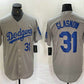 Los Angeles Dodgers #31 Tyler Glasnow Gray Alternate Player Number Team Logo Cool Base Jerseys Baseball Jersey