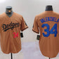 Los Angeles Dodgers #34 Toro Valenzuela Number Olive Cool Base Limited Stitched Baseball Jerseys