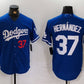 Los Angeles Dodgers #37 Teoscar Hernandez Number Blue Cool Base Stitched Baseball Jerseys