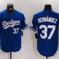 Los Angeles Dodgers #37 Teoscar Hernandez Number Blue Cool Base Stitched Baseball Jerseys