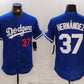 Los Angeles Dodgers #37 Teoscar Hernandez Number Blue Flex Base Stitched Baseball Jerseys