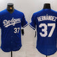 Los Angeles Dodgers #37 Teoscar Hernandez Number Blue Flex Base Stitched Baseball Jerseys