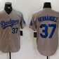 Los Angeles Dodgers #37 Teoscar Hernandez Number Grey Cool Base Stitched Baseball Jerseys