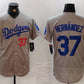 Los Angeles Dodgers #37 Teoscar Hernandez Number Grey Flex Base Stitched Baseball Jerseys