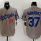 Los Angeles Dodgers #37 Teoscar Hernandez Number Grey With Los Cool Base Stitched Baseball Jerseys