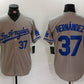 Los Angeles Dodgers #37 Teoscar Hernandez Number Grey With Los Cool Base Stitched Baseball Jerseys