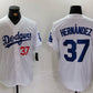 Los Angeles Dodgers #37 Teoscar Hernandez Number White Cool Base Stitched Baseball Jerseys