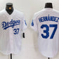 Los Angeles Dodgers #37 Teoscar Hernandez Number White Cool Base Stitched Baseball Jerseys