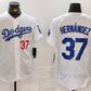 Los Angeles Dodgers #37 Teoscar Hernandez Number White Flex Base Stitched Baseball Jerseys