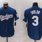 Los Angeles Dodgers #3 Chris Taylor Navy Pinstripe Stitched Cool Base Baseball Jersey