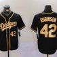 Los Angeles Dodgers #42 Jackie Robinson Number Black Gold World Series Champions Cool Base Stitched Baseball Jerseys