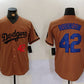 Los Angeles Dodgers #42 Jackie Robinson Number Olive Cool Base Limited Stitched Baseball Jersey