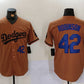 Los Angeles Dodgers #42 Jackie Robinson Number Olive Cool Base Limited Stitched Baseball Jersey