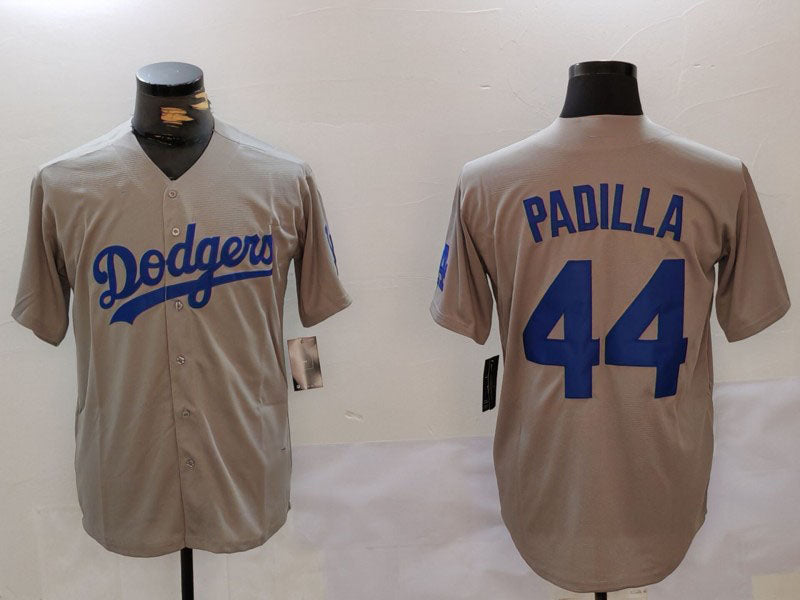 Los Angeles Dodgers #44 Vicente Padilla Grey Cool Base Stitched Baseball Jersey