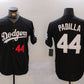 Los Angeles Dodgers #44 Vicente Padilla Number Black Cool Base Stitched Baseball Jersey