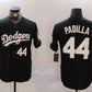 Los Angeles Dodgers #44 Vicente Padilla Number Black Cool Base Stitched Baseball Jersey