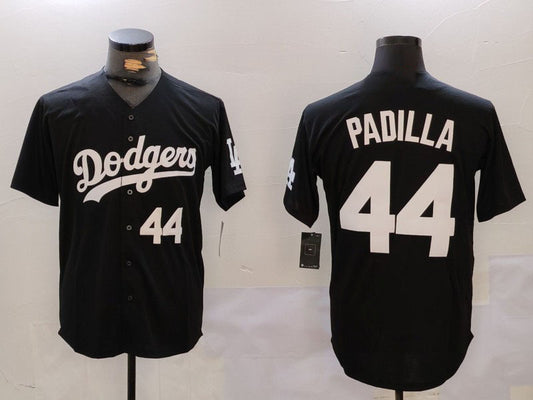 Los Angeles Dodgers #44 Vicente Padilla Number Black Cool Base Stitched Baseball Jersey