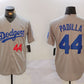 Los Angeles Dodgers #44 Vicente Padilla Number Grey Cool Base Stitched Baseball Jersey