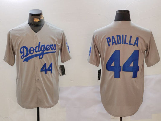 Los Angeles Dodgers #44 Vicente Padilla Number Grey Cool Base Stitched Baseball Jersey