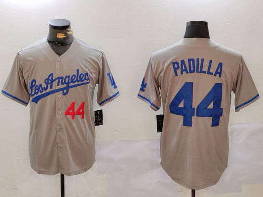 Los Angeles Dodgers #44 Vicente Padilla Number Grey With los Cool Base Stitched Baseball Jersey