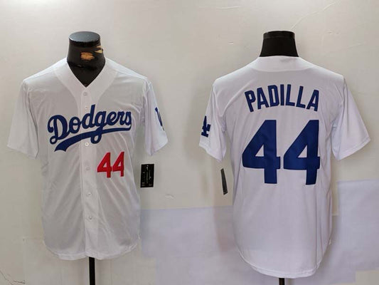 Los Angeles Dodgers #44 Vicente Padilla Number White Cool Base Stitched Baseball Jerseys