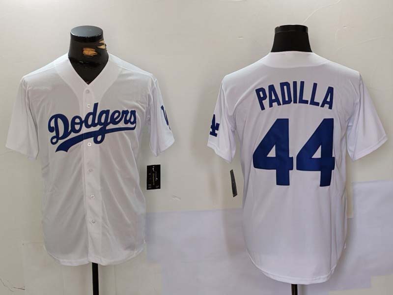 Los Angeles Dodgers #44 Vicente Padilla Number White Cool Base Stitched Baseball Jerseys