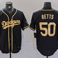 Los Angeles Dodgers #50 Mookie Betts Black Gold World Series Champions Cool Base Stitched Baseball Jerseys