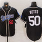 Los Angeles Dodgers #50 Mookie Betts Number Black White Cool Base Stitched Baseball Jersey