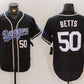 Los Angeles Dodgers #50 Mookie Betts Number Black White Cool Base Stitched Baseball Jersey