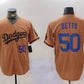 Los Angeles Dodgers #50 Mookie Betts Number Olive Cool Base Limited Stitched Baseball Jersey