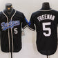 Los Angeles Dodgers #5 Freddie Freeman Number Black Cool Base With Patch Stitched Baseball Jersey