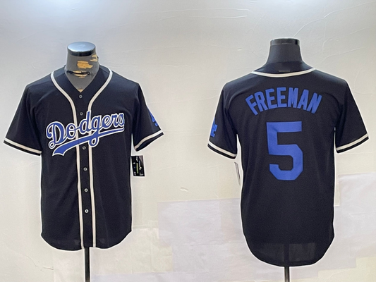 Los Angeles Dodgers #5 Freddie Freeman Number Blue Cool Base Stitched Baseball Jersey