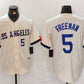 Los Angeles Dodgers #5 Freddie Freeman Number Cream 2024 City Connect Limited Stitched Baseball Jerseys