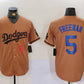 Los Angeles Dodgers #5 Freddie Freeman Number Olive Cool Base Limited Stitched Baseball Jerseys