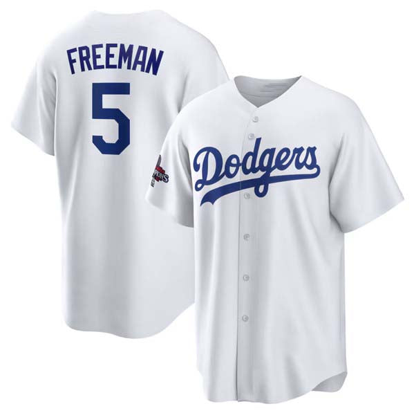 Los Angeles Dodgers #5 Freddie Freeman White 2024 World Series Champions Home Stitched Baseball Jersey