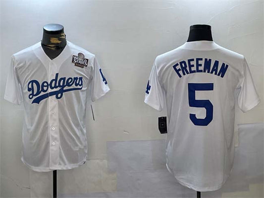 Los Angeles Dodgers #5 Freddie Freeman White 2024 World Series Cool Base Stitched Baseball Jersey