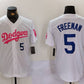 Los Angeles Dodgers #5 Freddie Freeman White Pink Vin & Kobe Patch Stitched Baseball Jersey