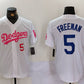 Los Angeles Dodgers #5 Freddie Freeman White Pink Vin & Kobe Patch Stitched Baseball Jerseys