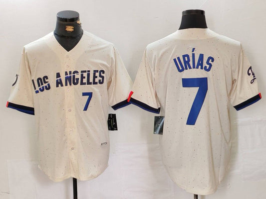 Los Angeles Dodgers #7 Julio Urias Number Cream 2024 City Connect Limited Stitched Baseball Jerseys