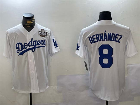 Los Angeles Dodgers #8 Enrique Hernández White 2024 World Series Cool Base Stitched Baseball Jersey