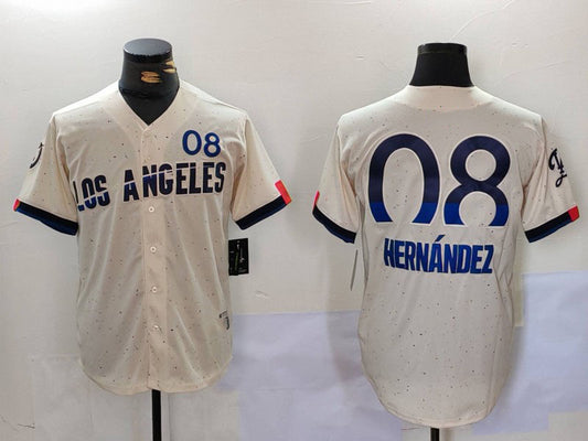 Los Angeles Dodgers #8 Kiké Hernández Cream 2024 City Connect Limited Stitched Baseball Jersey