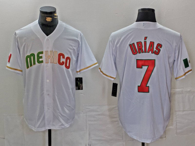 Mexico Baseball #7 Julio Urias 2023 White World Classic Stitched Baseball Jerseys