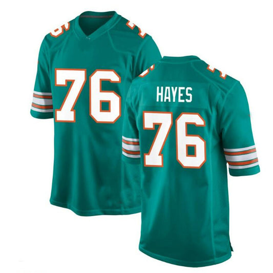 M.Dolphins #76 Ryan Hayes Alternate Game Jersey - Aqua Stitched American Football Jerseys