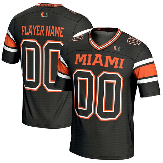 Custom M.Hurricanes GameDay Greats NIL Pick-A-Player Football Jersey - Black American College Jerseys