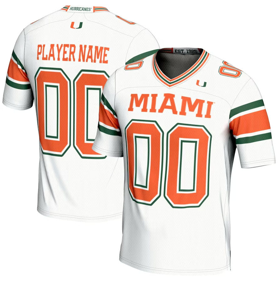 Custom M.Hurricanes GameDay Greats NIL Pick-A-Player Football Jersey - White American College Jerseys