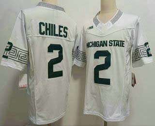 M.State Spartans #2 Aidan Chiles White FUSE Football Stitched American College Jerseys