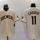 Milwaukee Brewers #11 Jackson Chourio Cream Stitched Cool Base Baseball Jerseys