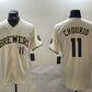 Milwaukee Brewers #11 Jackson Chourio Number Cream Stitched Cool Base Baseball Jerseys