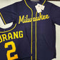 Milwaukee Brewers #2 Brice Turang Navy Blue Stitched Cool Base Baseball Jerseys