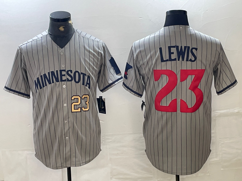 Minnesota Twins #23 Royce Lewis Number 2023 Grey Home Team Cool Base Stitched Baseball Jersey